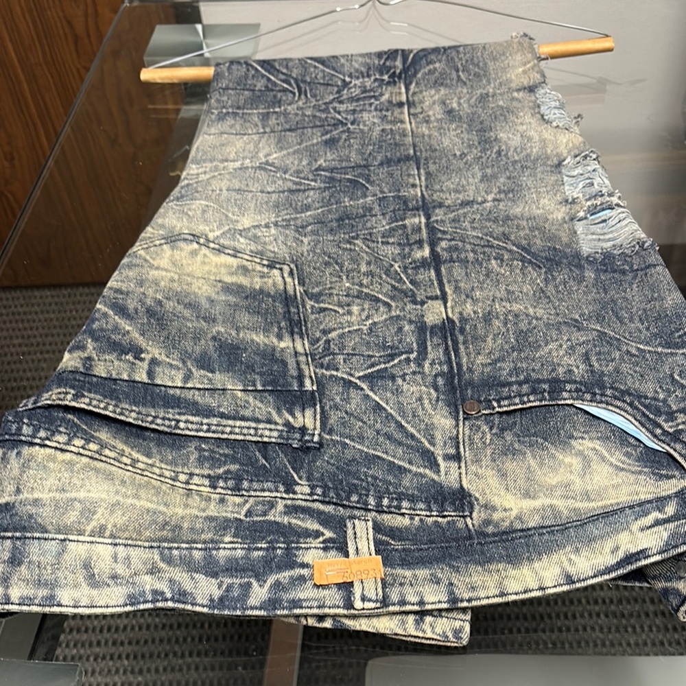 Distressed Denim Skirt